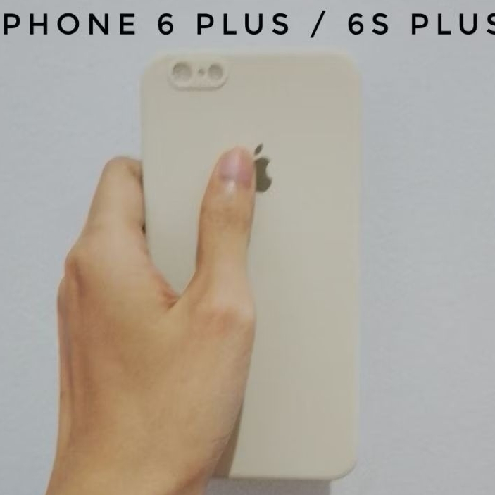 Casing Phone 6 Plus 6s Plus Square Edge Soft Case Logo White Putih Krem