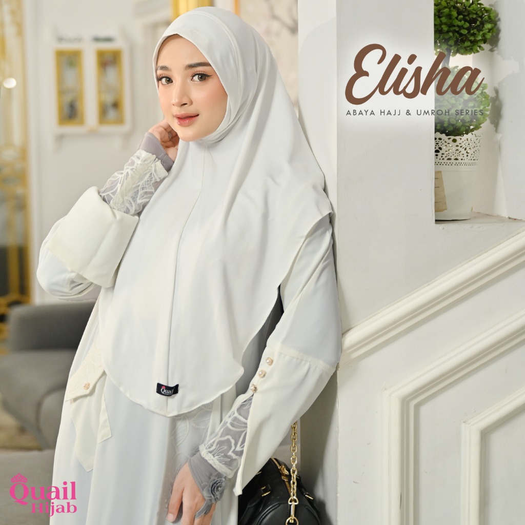 ELISHA Dress Brukat Premium Gamis ANTI UV Terbaru Quail Hijab Original COD Distributor Resmi