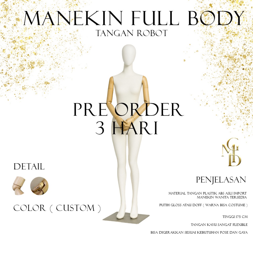 Manekin Full Body Wanita / Manekin Tangan Kayu ( TANGAN BISA DIGERAKKAN )