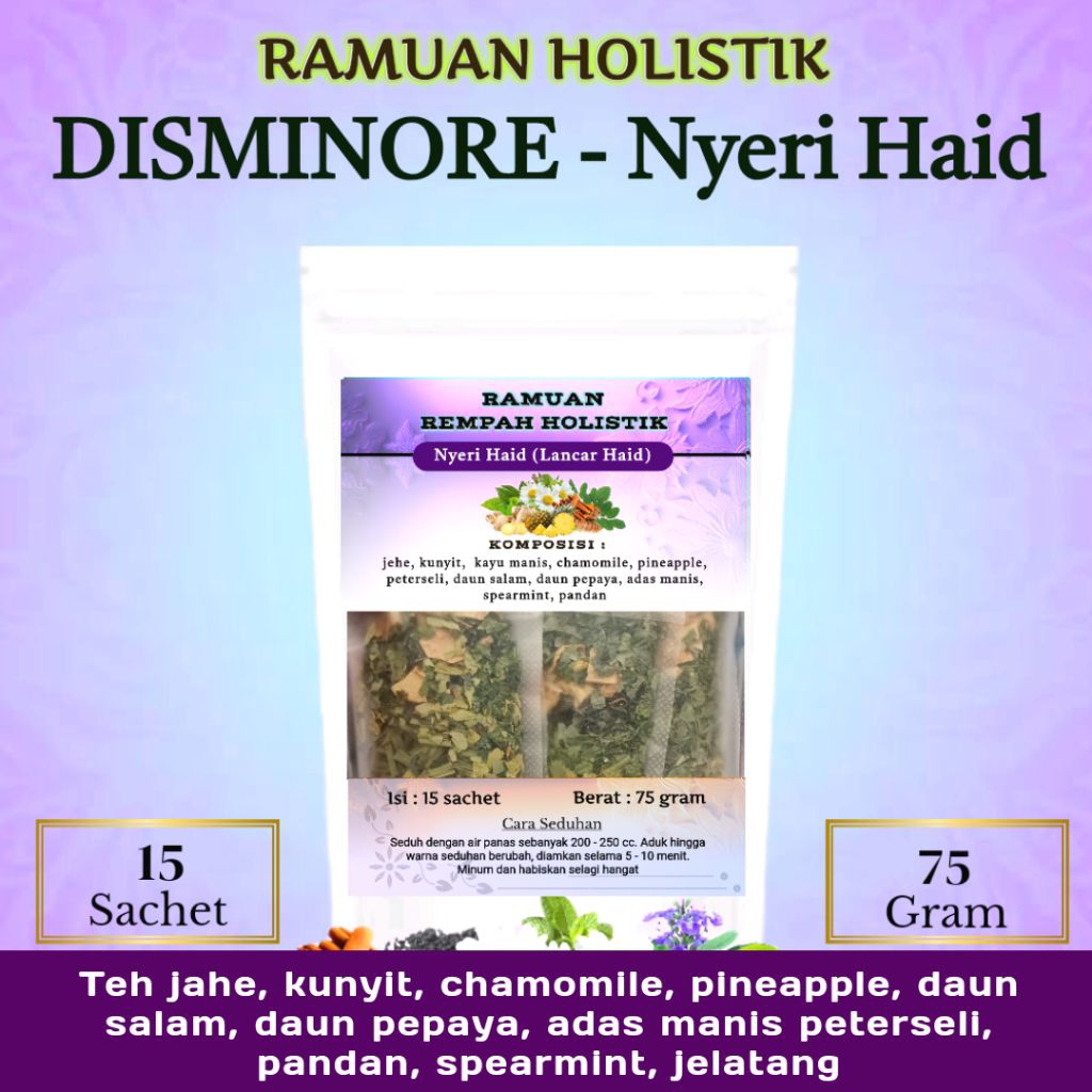 

Ramuan Holistik DISMINORE - Teh Herbal Atasi Nyeri Menstruasi | Teh Oregano Rimpang Daun Pepaya Mint