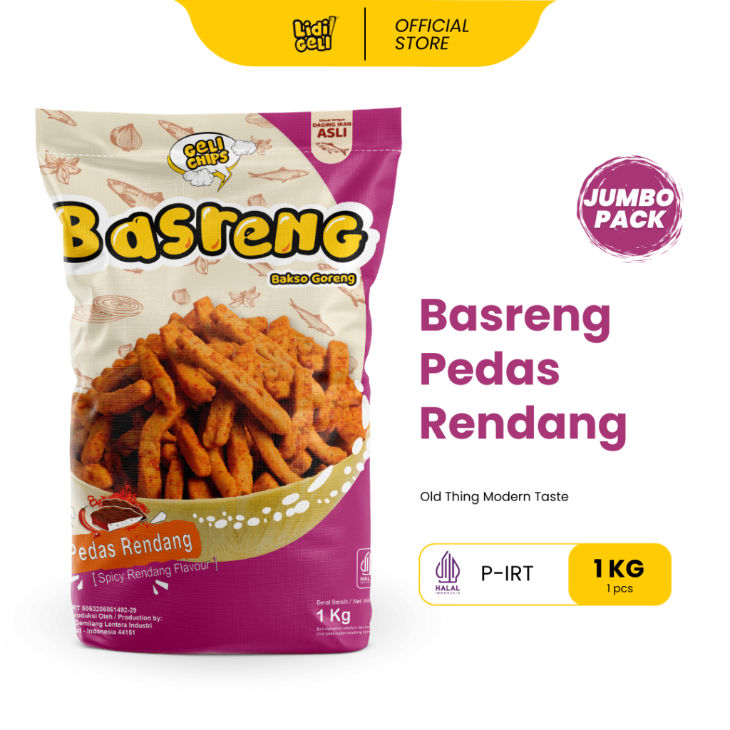 

Geli Chips - Basreng 1 Kg Rendang Pedas Gurih Camilan Kering (Bakso Goreng) Basreng Kiloan 1000gram