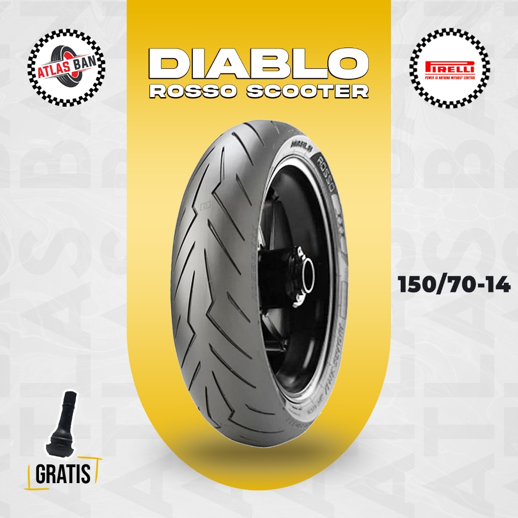 PIRELLI DIABLO ROSSO SCOOTER 150/70 Ring 14 Tubeless (FREE WRAPPING & PENTIL)