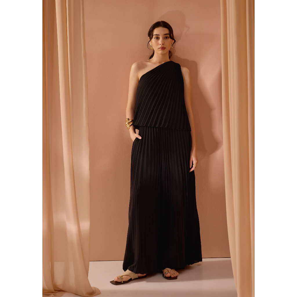 Love Bonito - Atasan Wanita - Wei Sunray Pleated Toga Top - Black