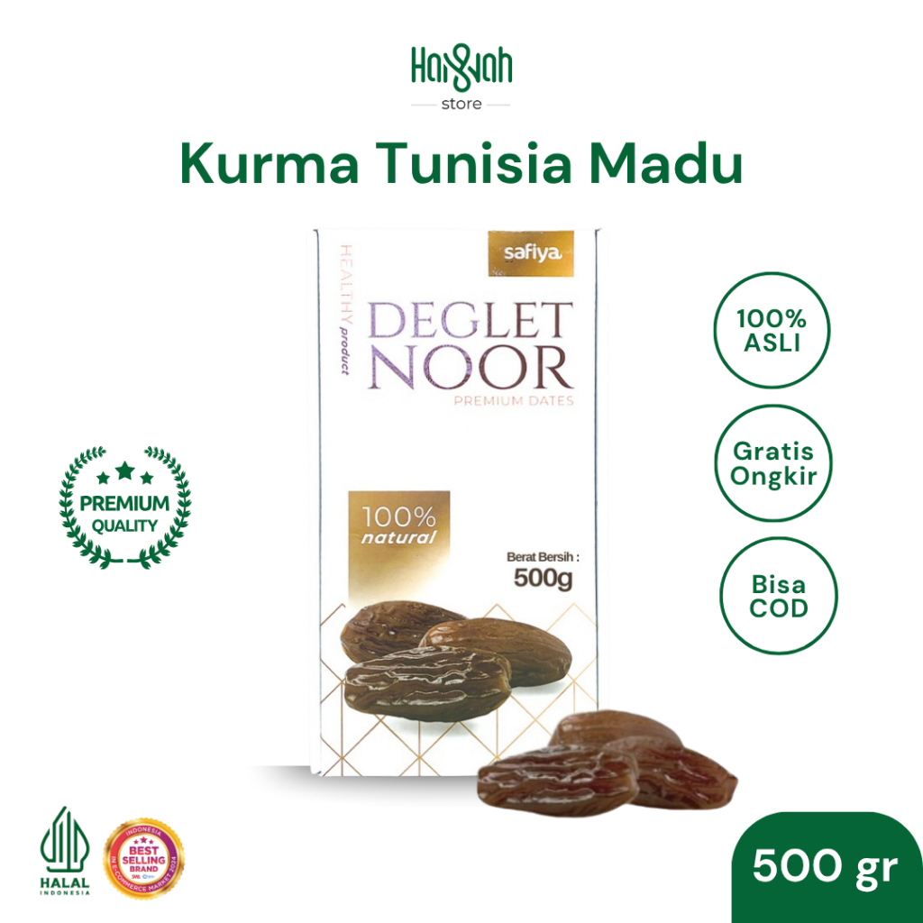 

Kurma Tunisia Madu Safiya 500 Gram Deglet Nour Tanpa Tangkai Premium