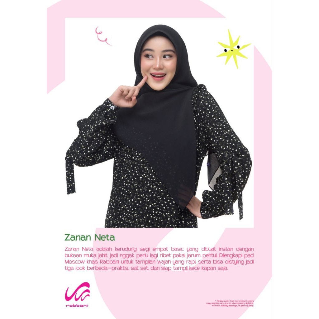 kerudung Segi empat Rabbani|Hijab Instan|Zanan Neta|Rabbani Asli