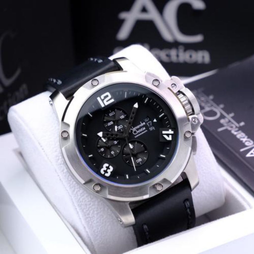 JAMTANGAN PRIA ALEXANDRE CHRISTIE AC6295 AC 6295 BLACK SILVER BLACK