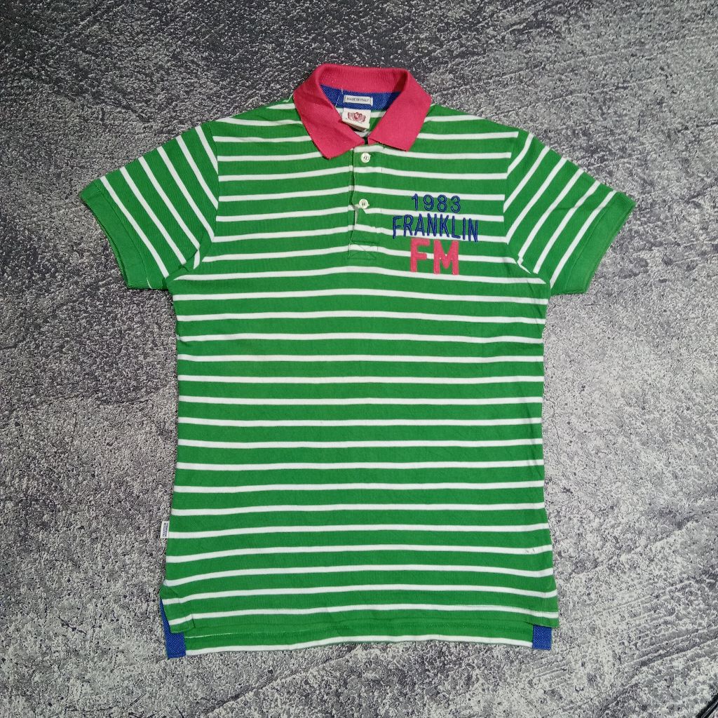 kaos krah polo pria FRANKLIN MARSHALL hijau garis bagus size M