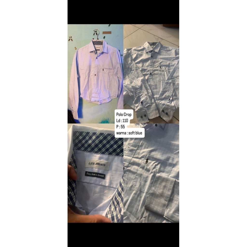 Kemeja Polo crop lengan panjang