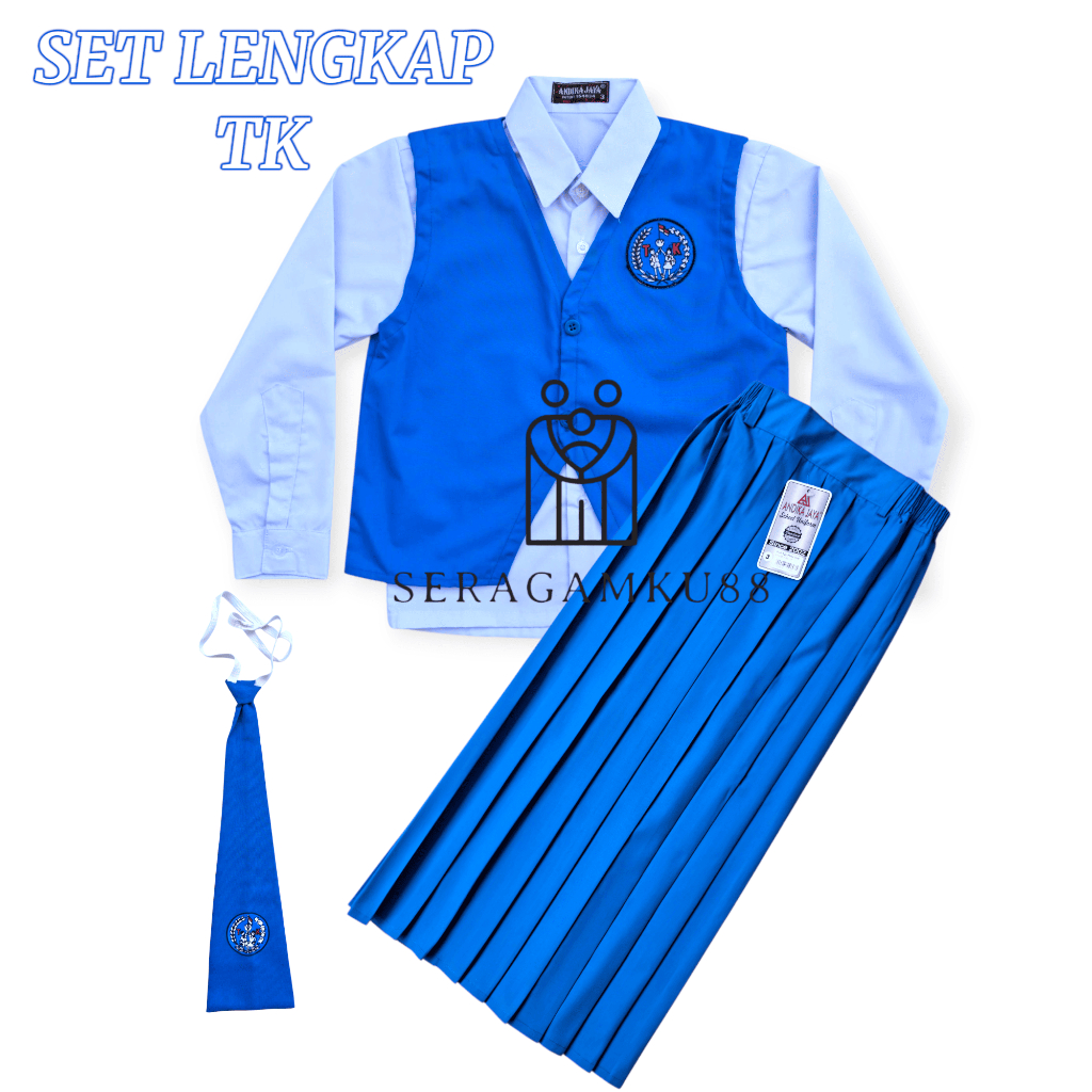 Setelan Lengkap Seragam TK Nasional Panjang Anak Perempuan