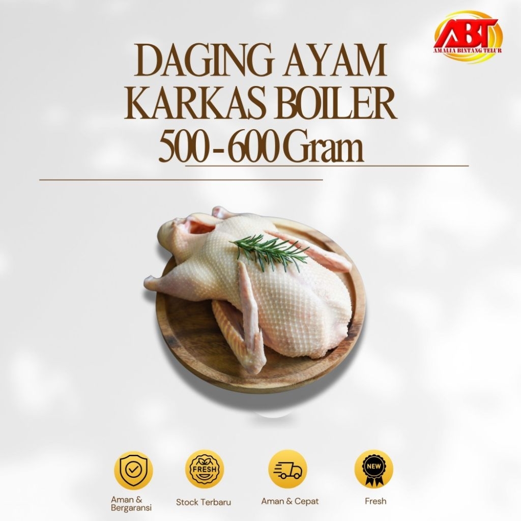 

ABT - Daging Ayam Karkas Fresh dan Halal 500-600 Gram per Ekor Frozen (FRESH-AMAN-BERGARANSI)