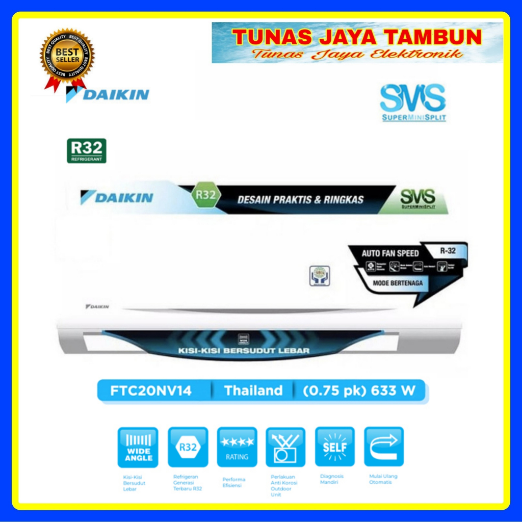 AC DAIKIN FTC  20 NV 14 / AC DAIKIN 0.75 PK THAILAND / AC DAIKIN THAILAND FTC 20NV14 3/4 PK