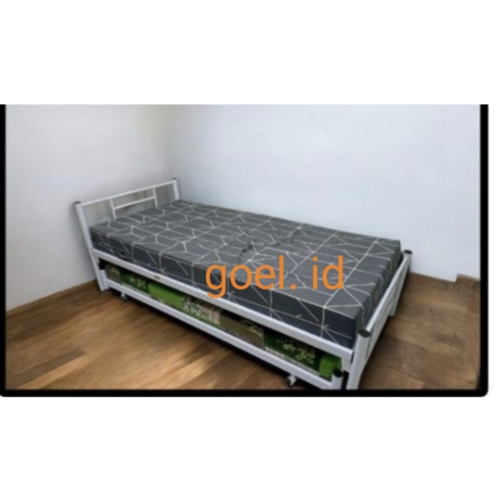 ranjang besi susun sb 90 x200 dan 90*190 / ranjang besi 90x200 hitam putih