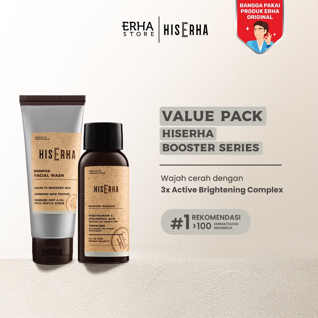 HIS ERHA Paket Facial Wash & Serum Brightening / Pencerah - Set untuk Mencerahkan Wajah Kusam khusus