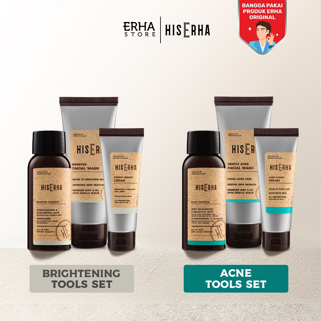 HIS ERHA Mantools Set - Rangkaian untuk Kulit BerjerawatHIS ERHA Paket Lengkap Facial Wash, Serum, S