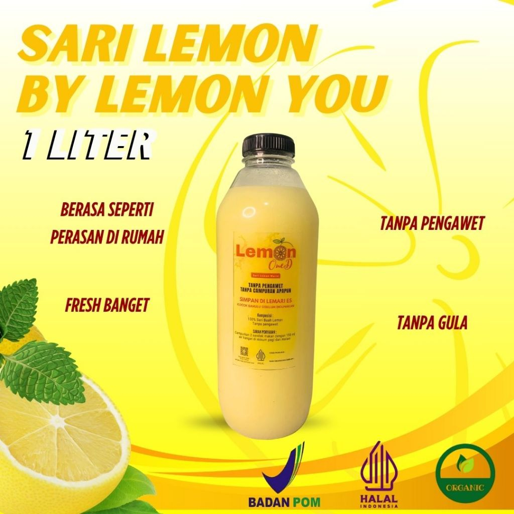 

LEMON YOU - Sari Lemon 1000ML Murni Alami 100% Tanpa Campuran Untuk Detoks Dan Diet Healthy