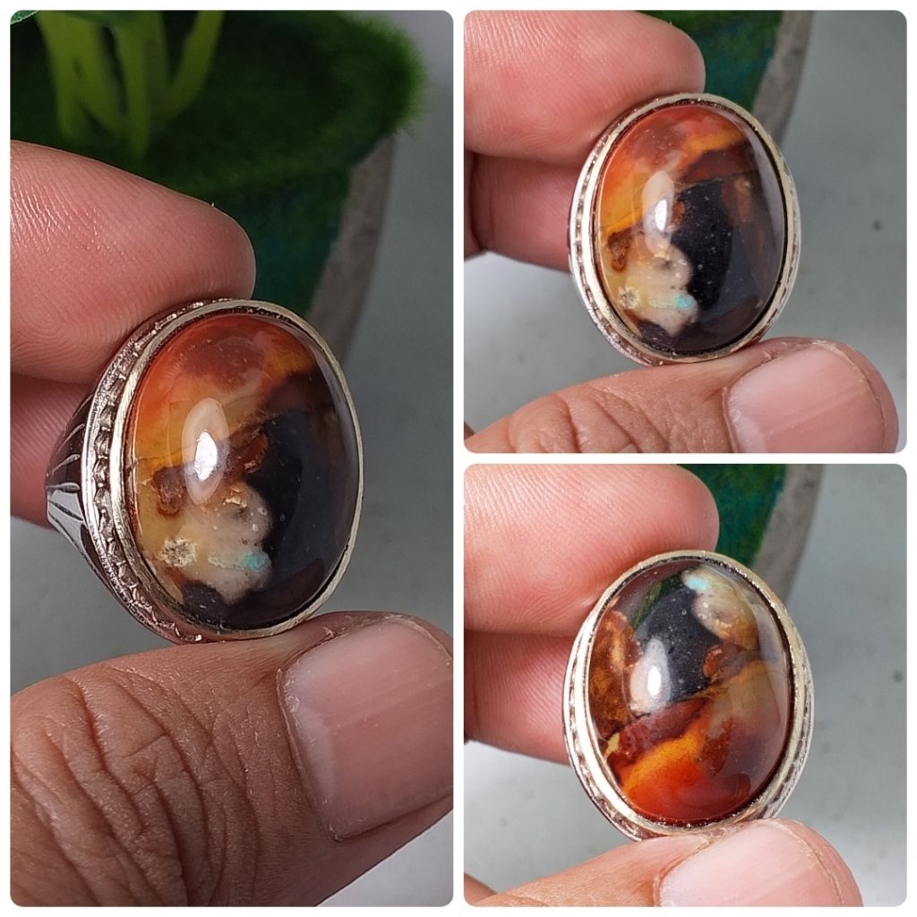 cincin batu akik Garut motif pancawarna realpic