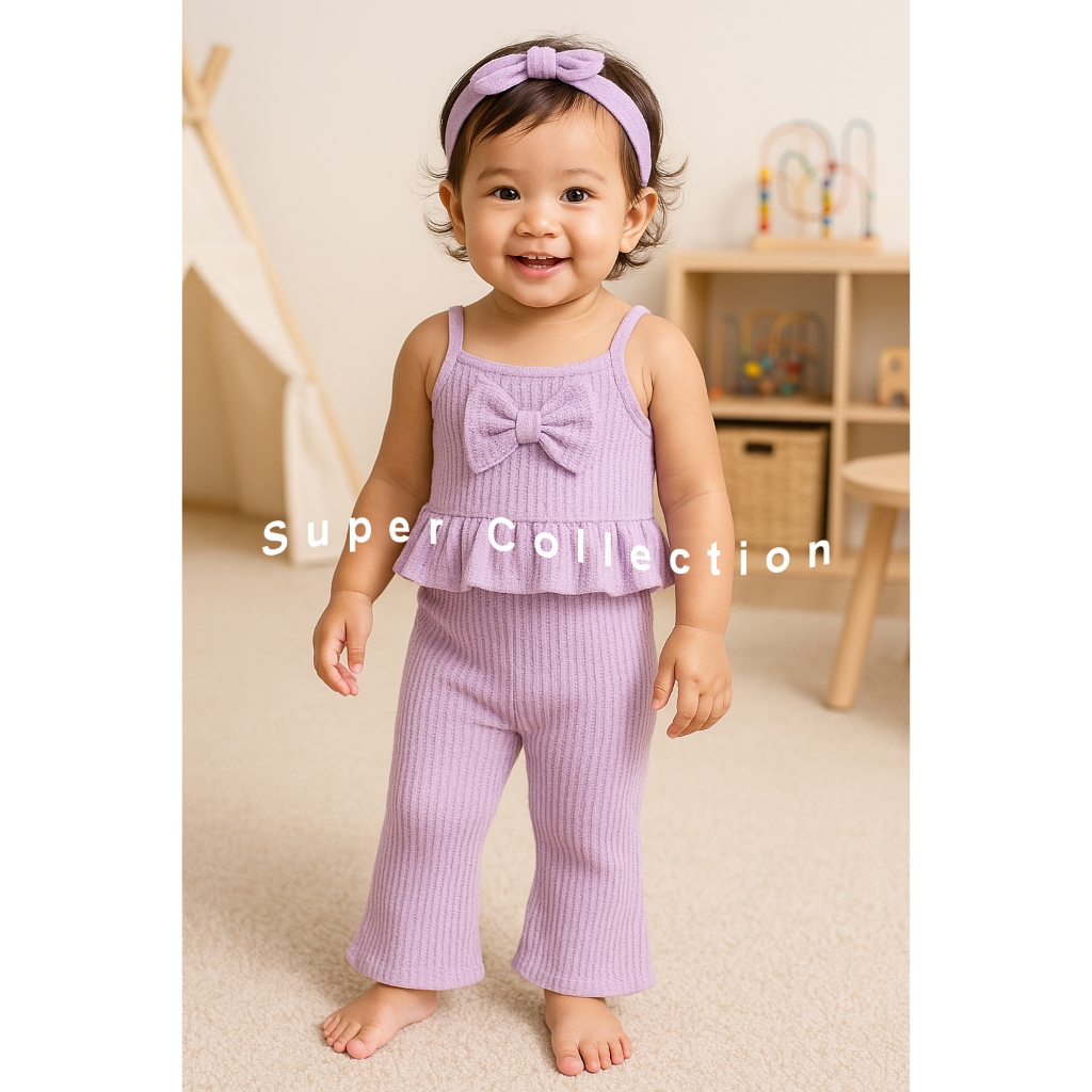 Setelan Anak Perempuan Usia 3 Bulan - 3 Tahun - Set Baju Slinglet Anak Perempuan Pita Adem Nyaman