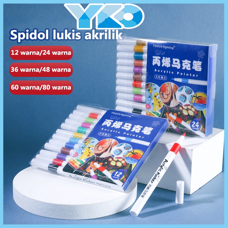 

YKO Acrylic Marker Set 24 / 36 / 48 / 60 / 80 Warna Color Spidol Akrilik DIY Painting Spidol Pastel