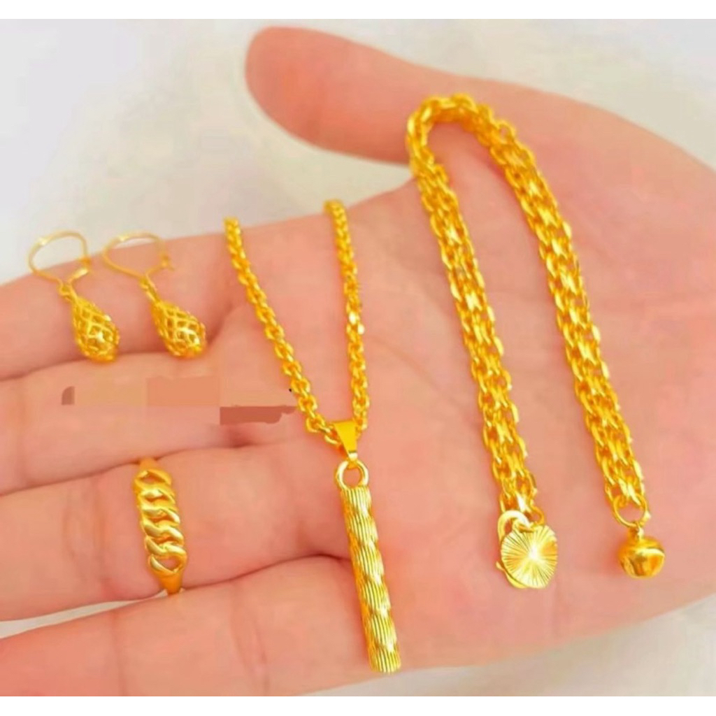 PERHIASAN SET WANITA TABUNG TIKAR RANTE MEDAN LAPIS EMAS24K TIDAK LUNTUR