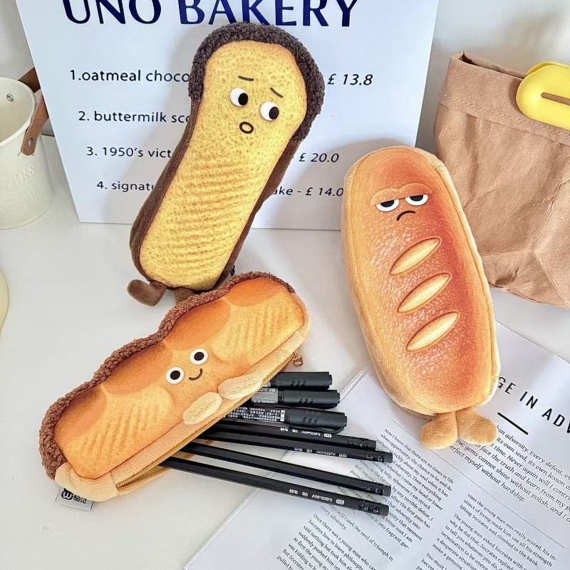 

Bread and toast funny plush pencil case furry girl 2025 new creative