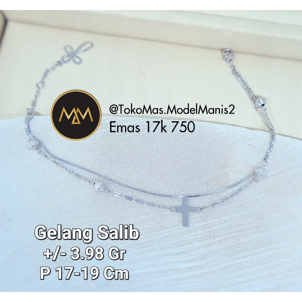Gelang Salib 2 Layer Putih 750 kadar 17k