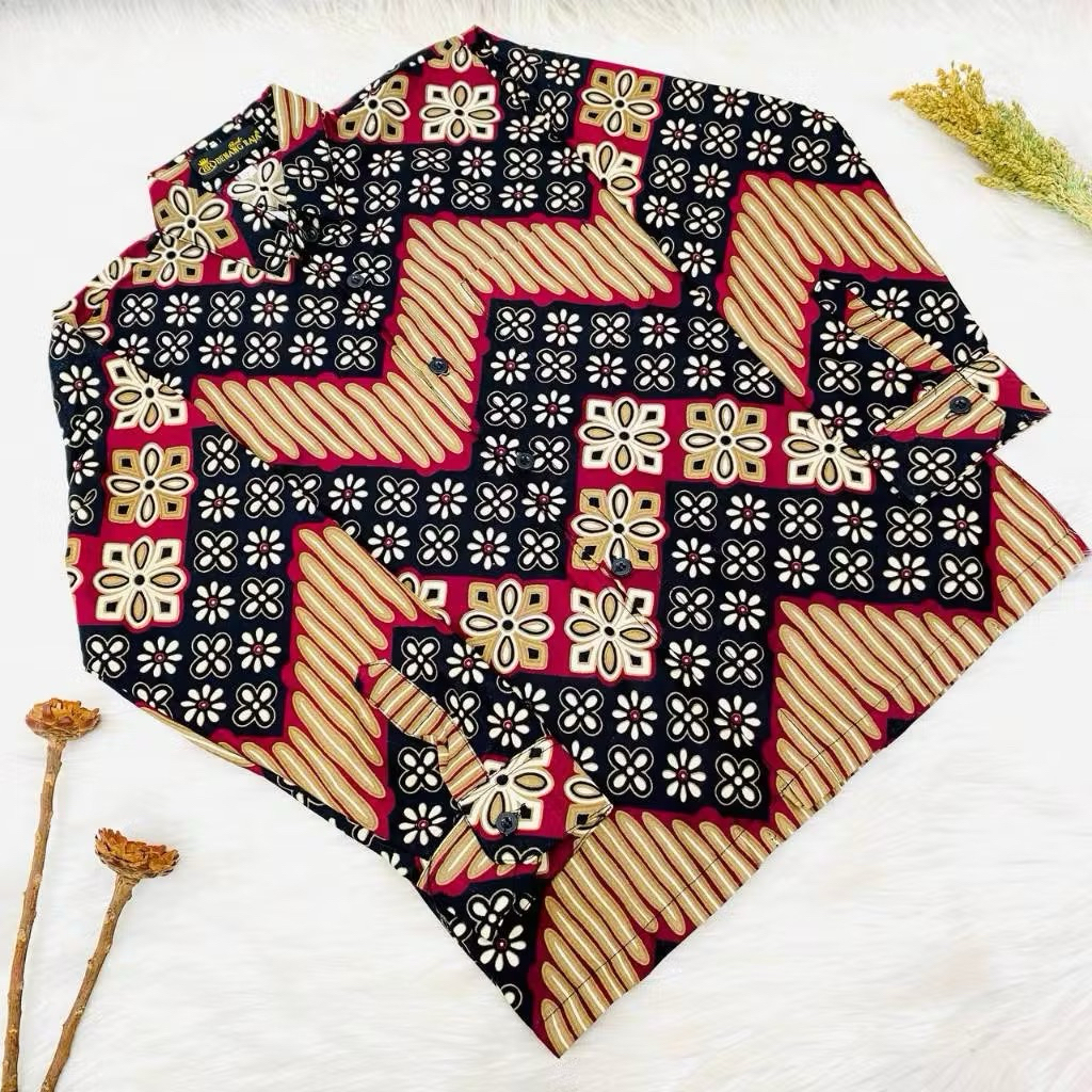 Kemeja Batik Benang Raja Merah Hitam