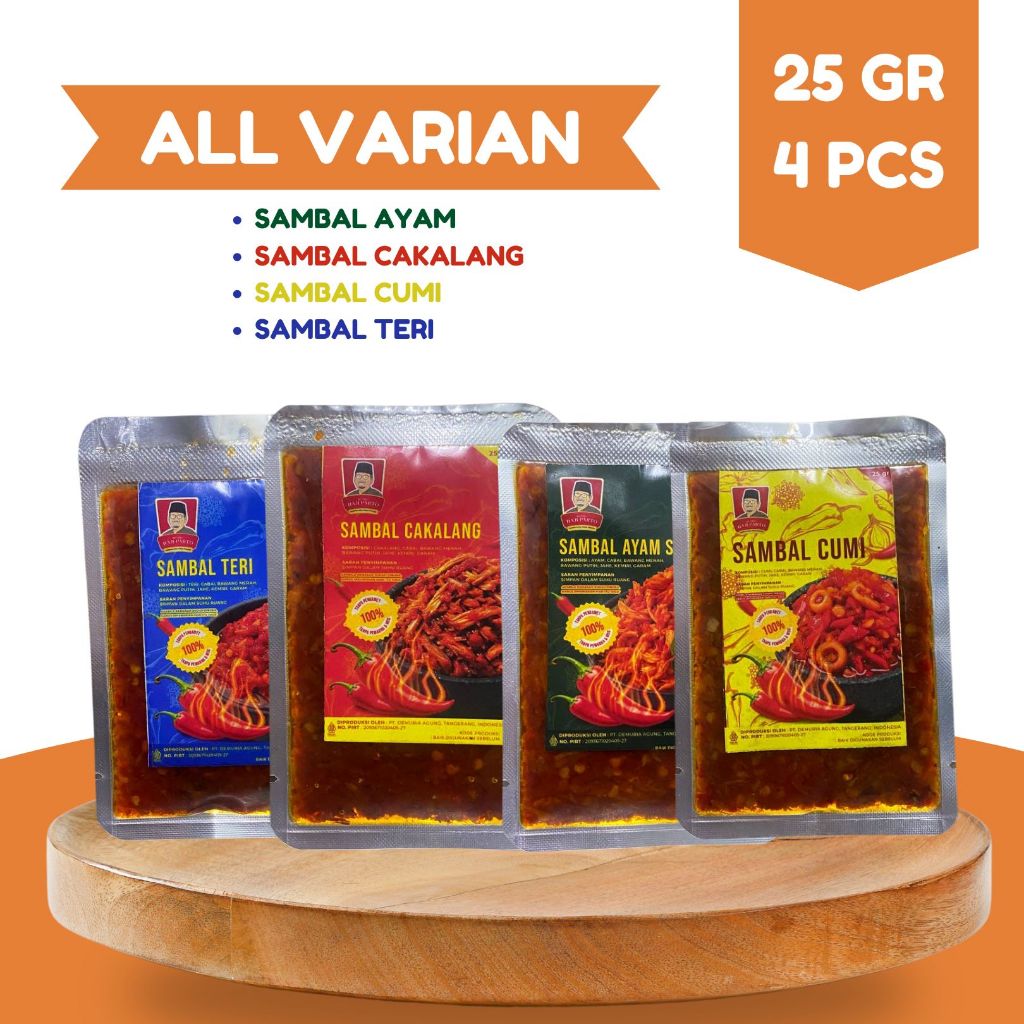 

Paket all varian Sambal Bumbu Haji Parto 25 gram - Tanpa MSG & Tanpa Pengawet