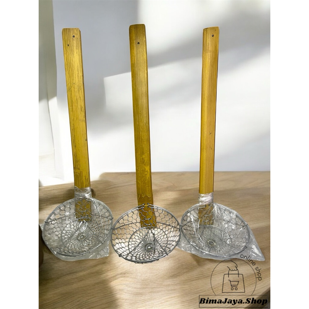 saringan kawat mie ayam /penyaring mie ayam / saringan Rebus mie gagang kayu