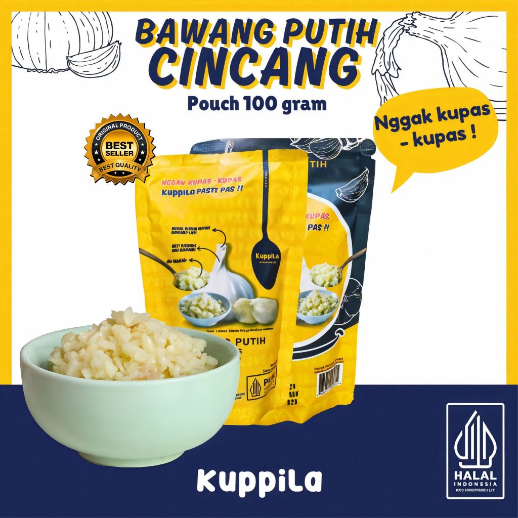 

Bawang Putih Cincang dalam Minyak (pouch 100g) / Bawang Putih Cincang - Kuppila