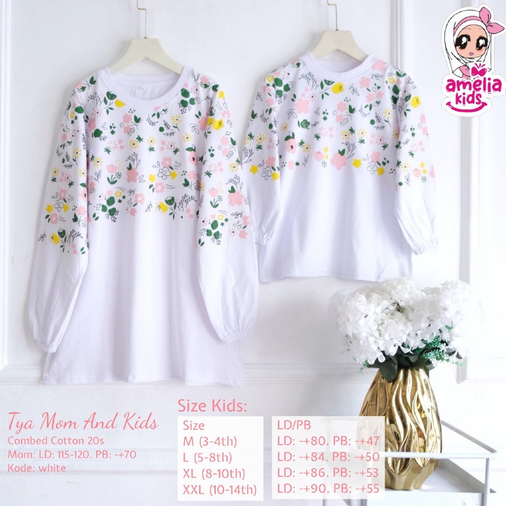 Tya - Baju Atasan Couple Kaos Tunik Ibu dan Anak Perempuan by Amelia Kids