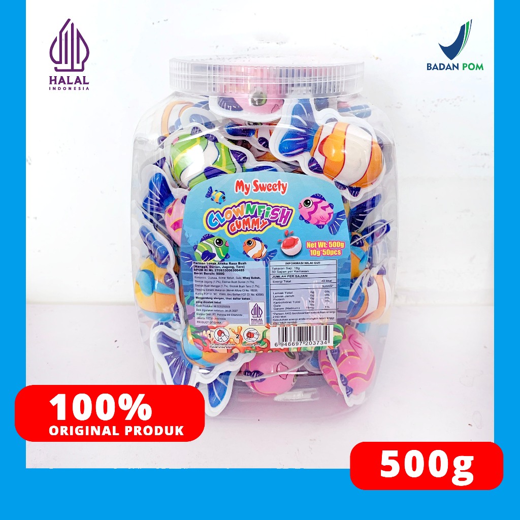 

PERMEN LUNAK IKAN /CLOWN FISH ANEKA RASA BUAH MYSWEETY 50PCS / 500GRAM VIRAL TIKTOK