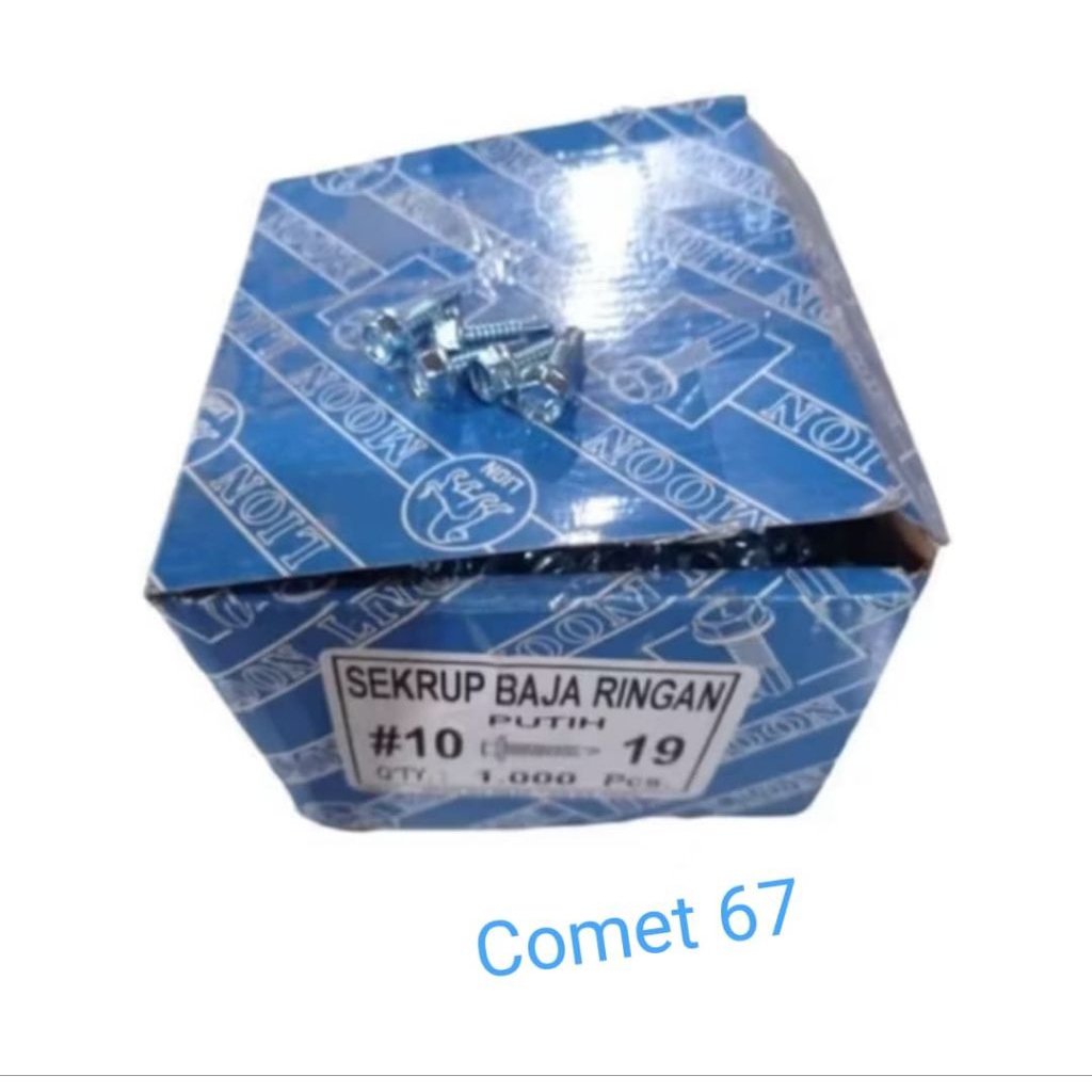 #10x19 Baud - Sekrup Baja Ringan Moon Lion ASLI kemasan bok 1000pcs
