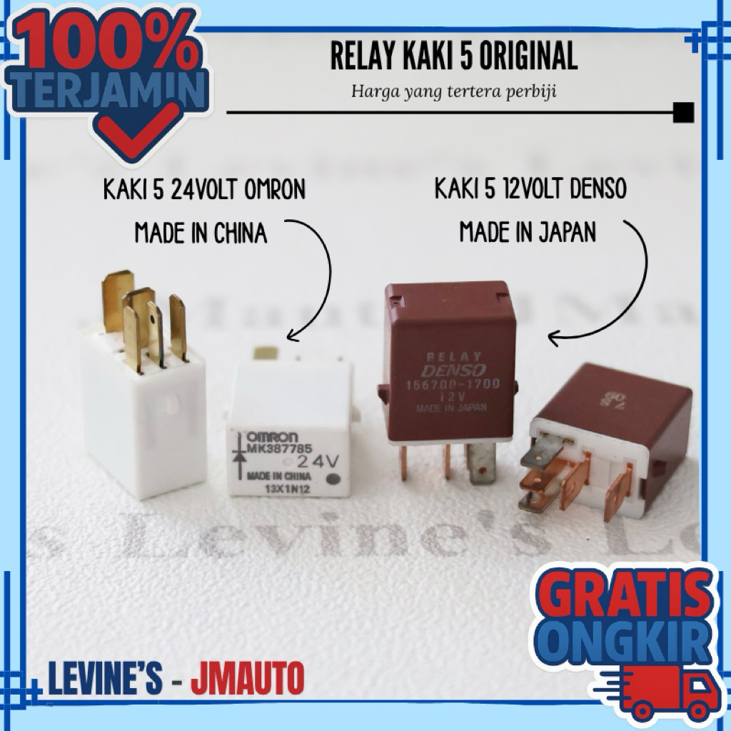 relay kaki 5 12volt 24volt original (harga perbiji) / relay 12volt kaki 5 merk Denso / relay 24volt 