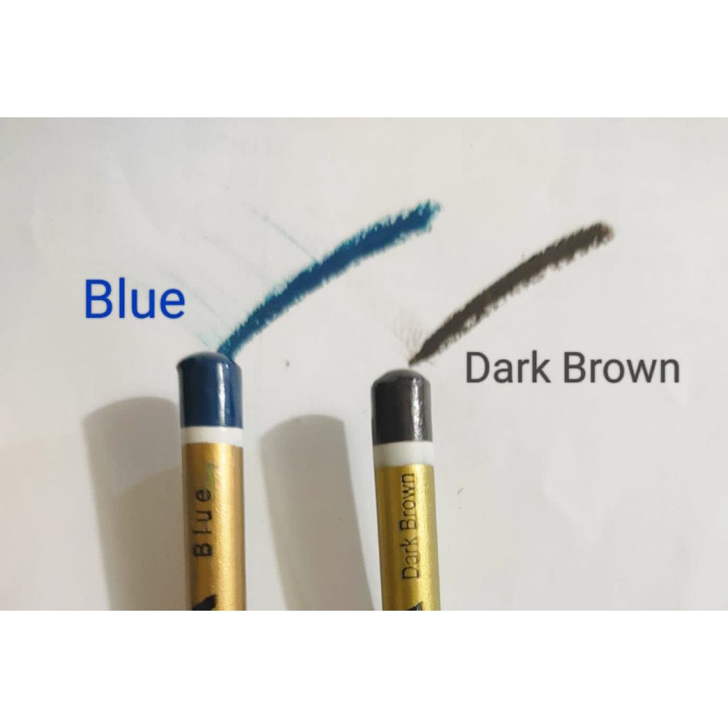 PENCIL EYEBROW LYRA Pensil Alis Arab TUTUP PANJANG MAS Paket DARK BROWN + BLUE ( 2 PCS 2 WARNA )