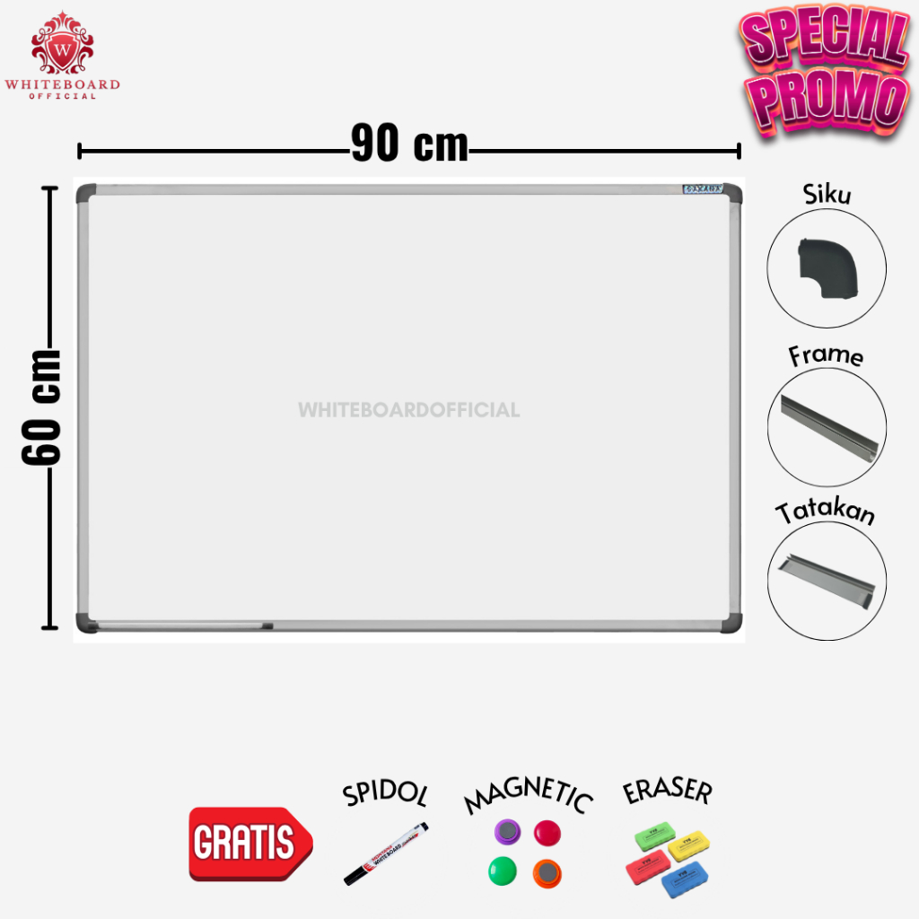 

SAKANA Papan Tulis White Board 60x90cm / Whiteboard Magnet Gantung Mudah Ditulis (SPECIAL PROMO)