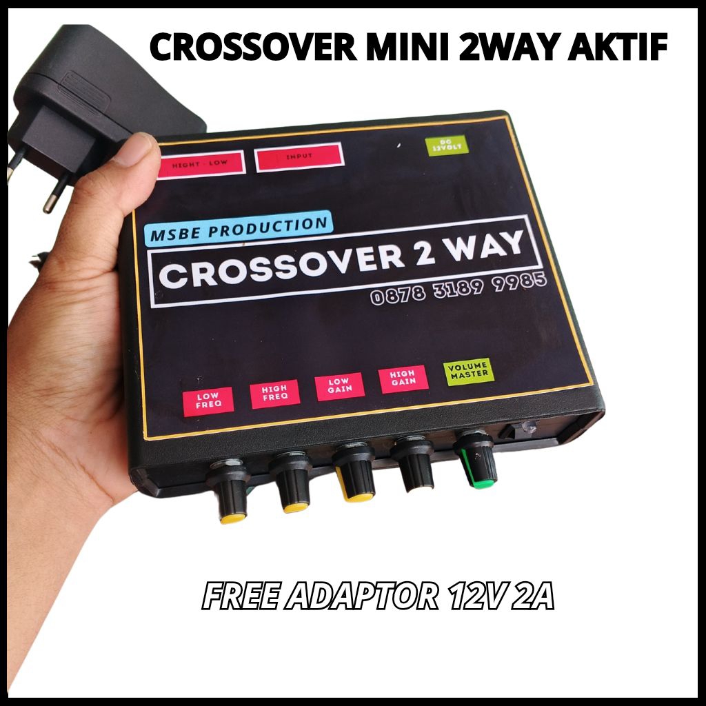 CROSSOVER MINI 2 WAY AKTIF FREE ADAPTOR 12 VOLT 2A , MINI CROSSOVER 2 WAY AKTIF , PEMISAH SUARA LOW 