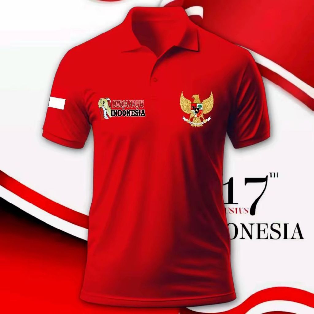 KAOS POLO BERKERAH 17 AGUSTUS 2025 PRIA WANITA // KAOS POLO KERAH WANGKI MERAH PUTIH BISA COD // POL