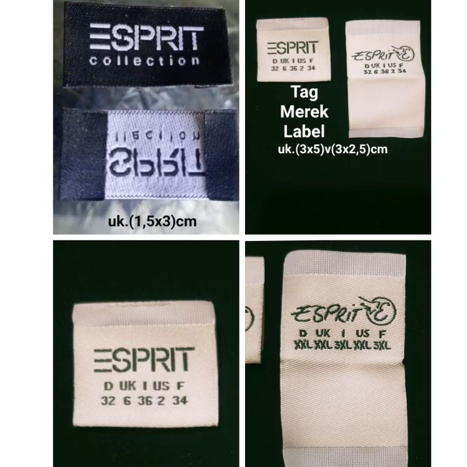 

label merek brand merek label (main size care wash misc) label tag esprit