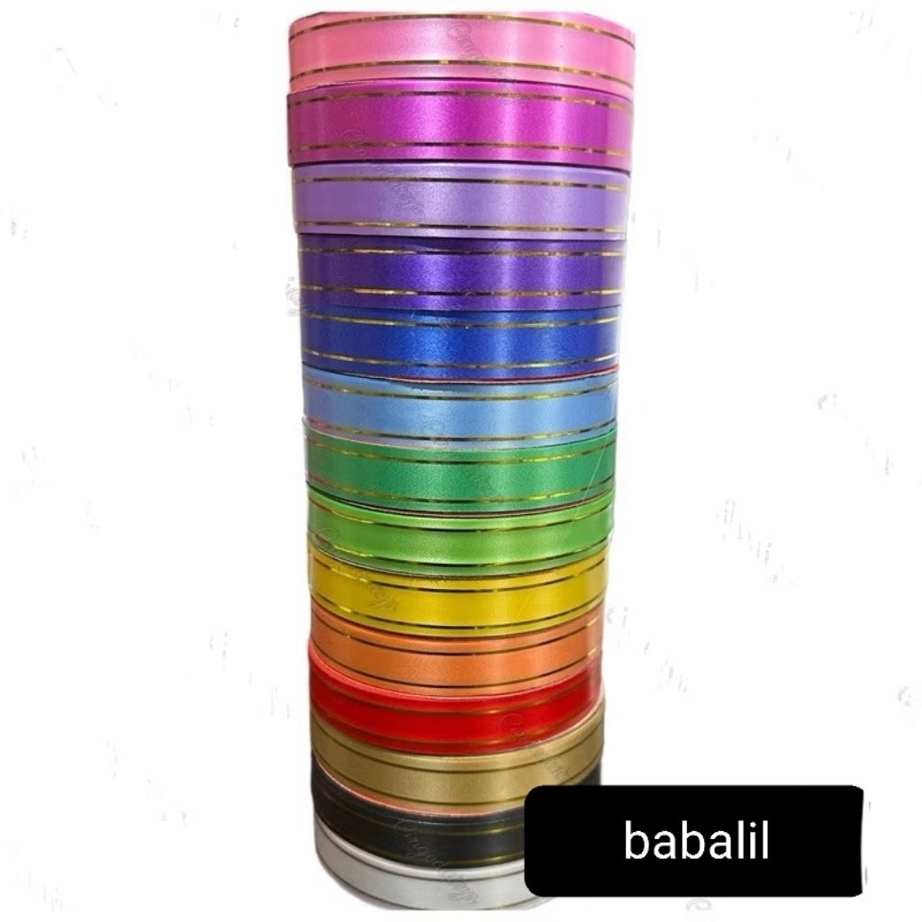 

babalil - Pita jepang list Emas / gold 1 roll tali hiasan bahan bouquet bouqet balon ulang tahun