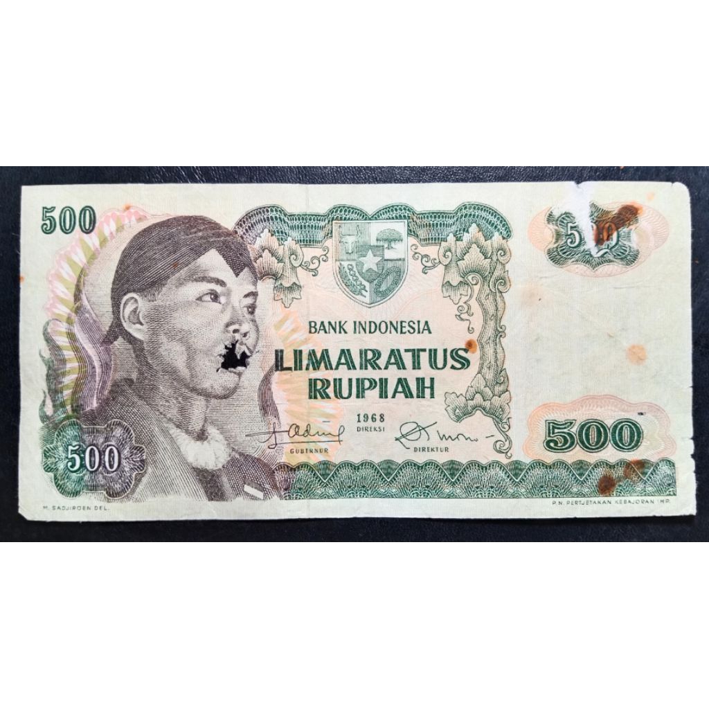 UANGKUNO  500 RUPIAH SUDIRMAN THN 1968