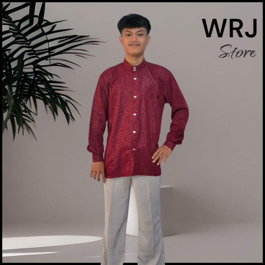 baju koko pria kemko sultan kemeja lengan panjang kancing besi jepret terbaru 2025