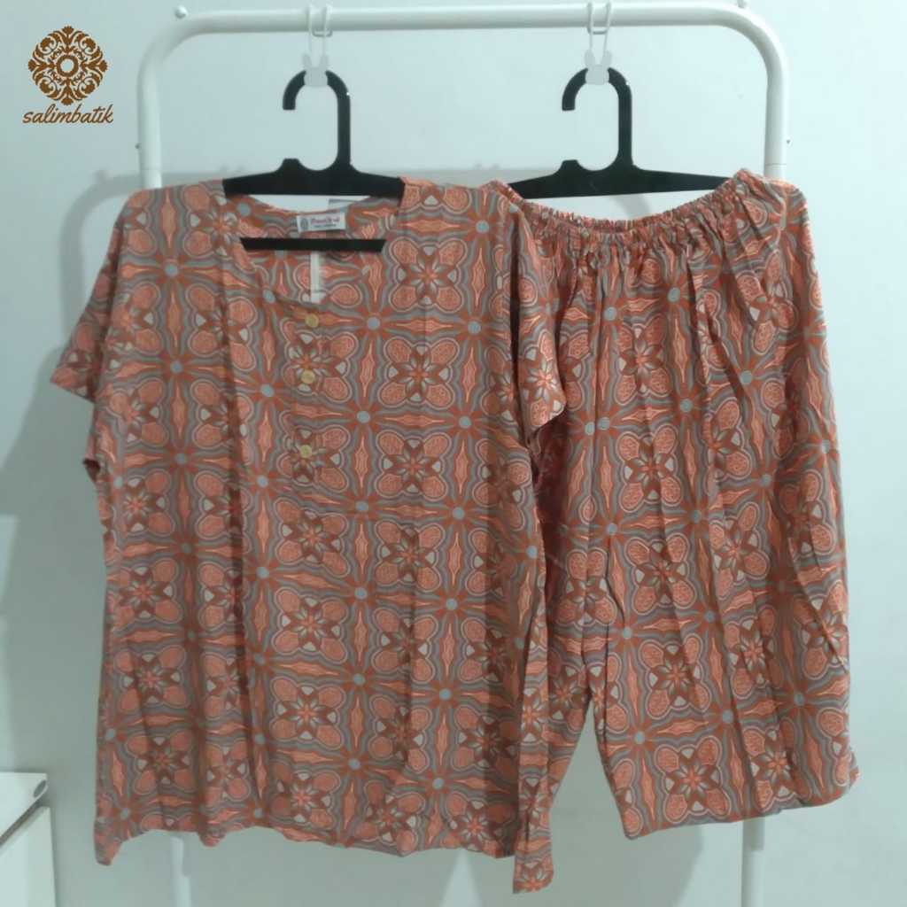 Piyama Setelan Baju Tidur Daster Atas Bawah Batik Danar Hadi Lengan Pendek
