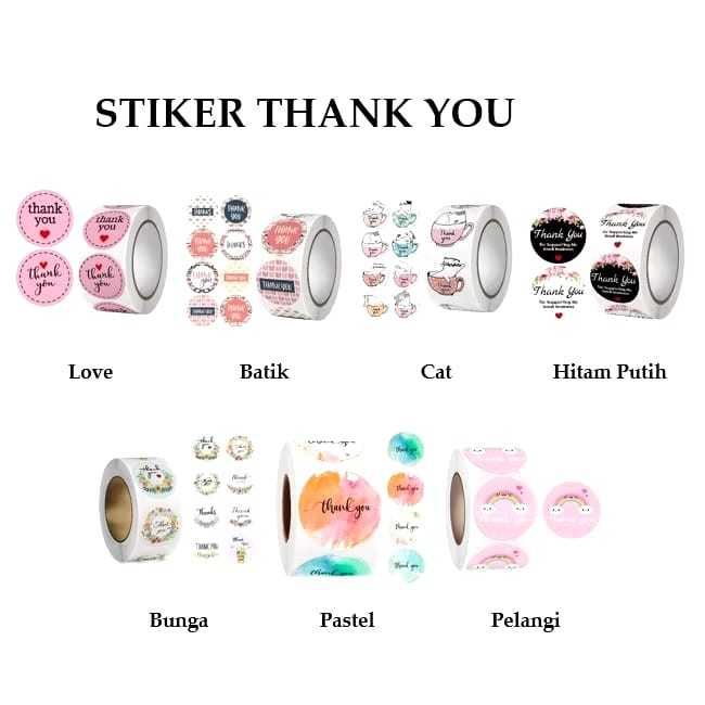 

STIKER THANK YOU 1 ROLL 500 PCS