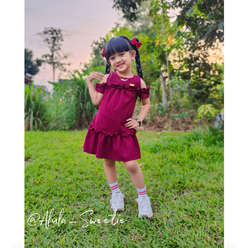 Dress Tunik Tanggung Elsa Viral Jumbo Bangkok Cewek Umur 9 12 Thn Pengantin Kristen Bahan Terbaru Im