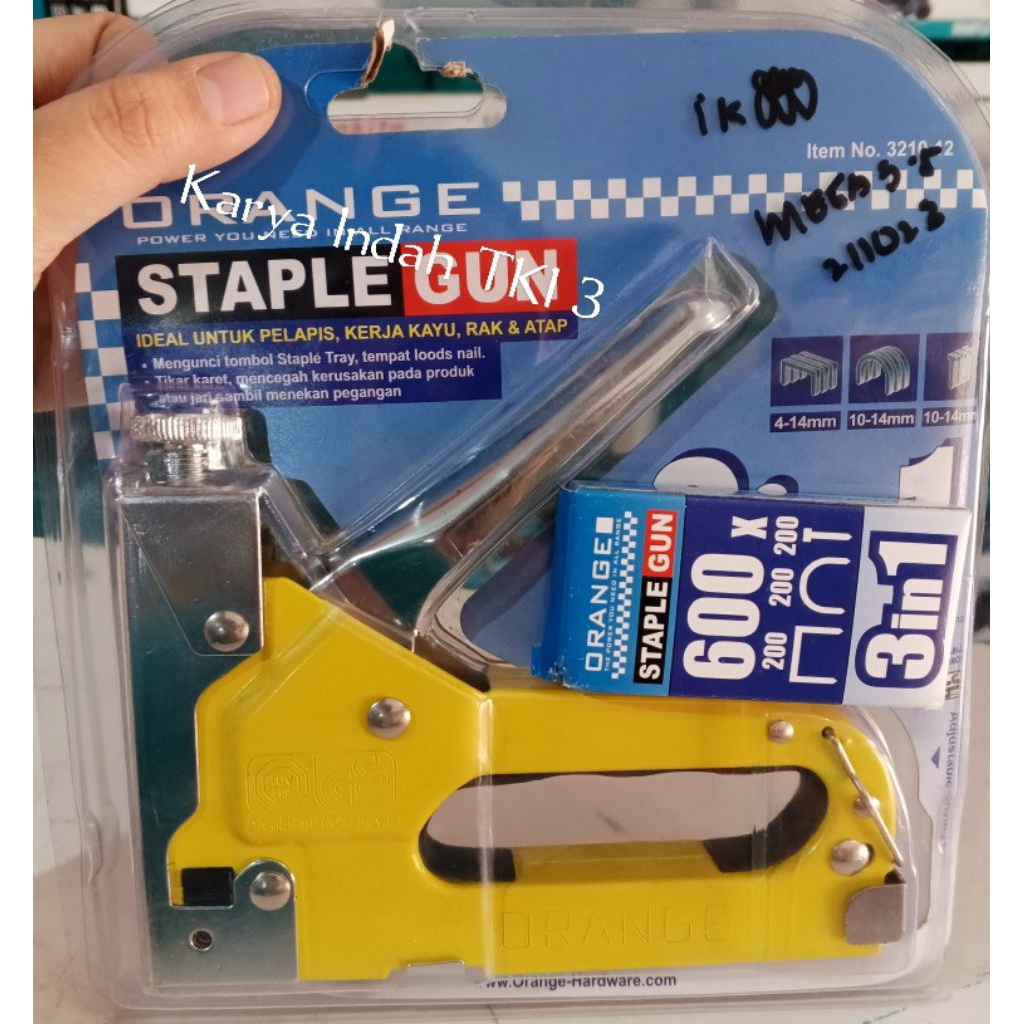 

Stapler Gun ORANGE 3 IN 1 Staples Tembak Ergonomic Jok Sofa GS German 1-14 mm