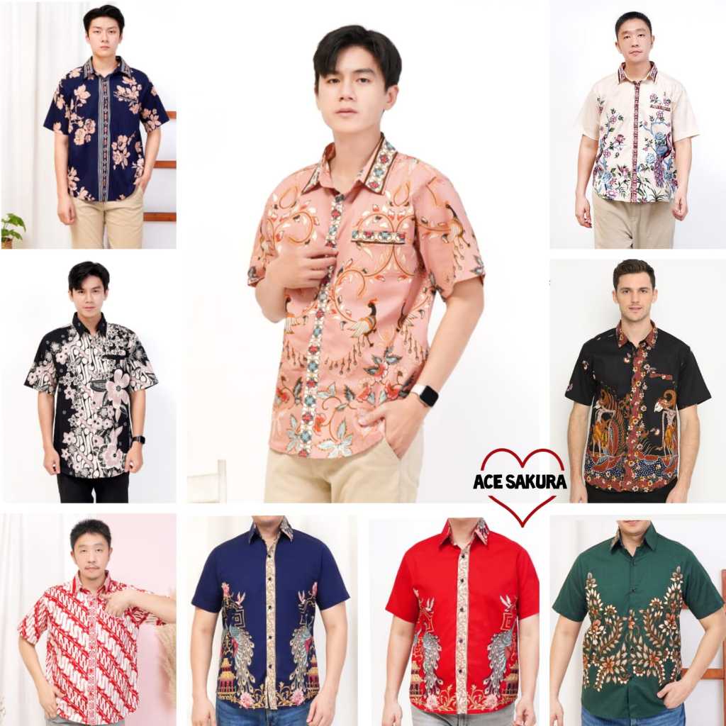 KEMEJA BATIK PRIA 023 MODERN KATUN STRETCH BAJU COWOK KERJA KANTOR Natal Imlek