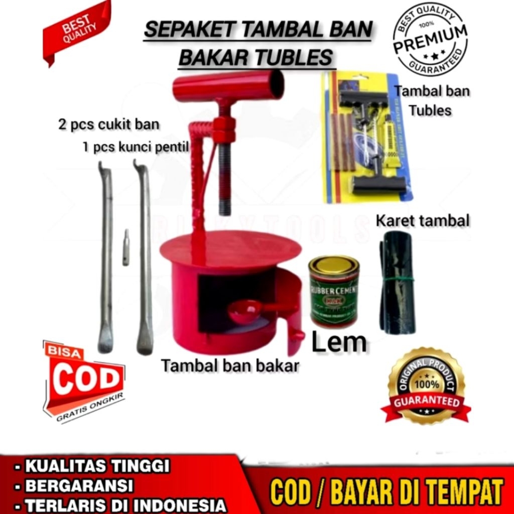 Alat tambal ban bakar manual murah cukil ban Motor Tambal Ban Tubles Lem Tambal ban