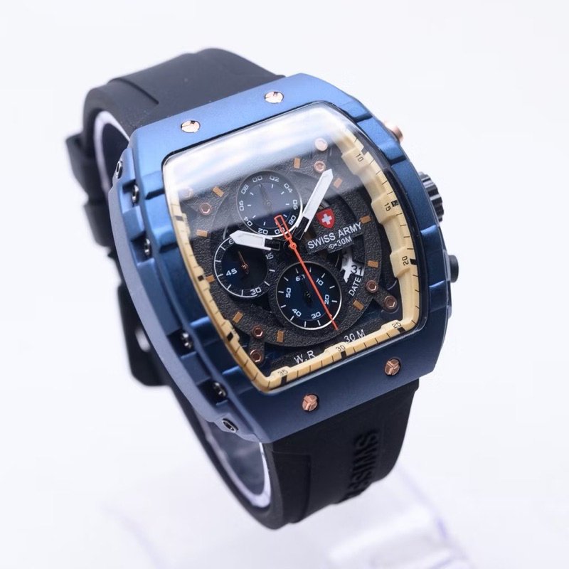 Grosir Jam Tangan Pria Fashion Swiss armyTanggal Dan Chrono Aktif COD - Best Seller