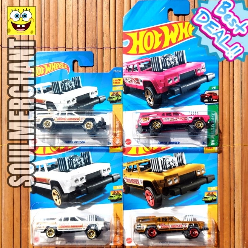Hot Wheels Cruise Bruiser Emas Putih Pink Hotrod Original
