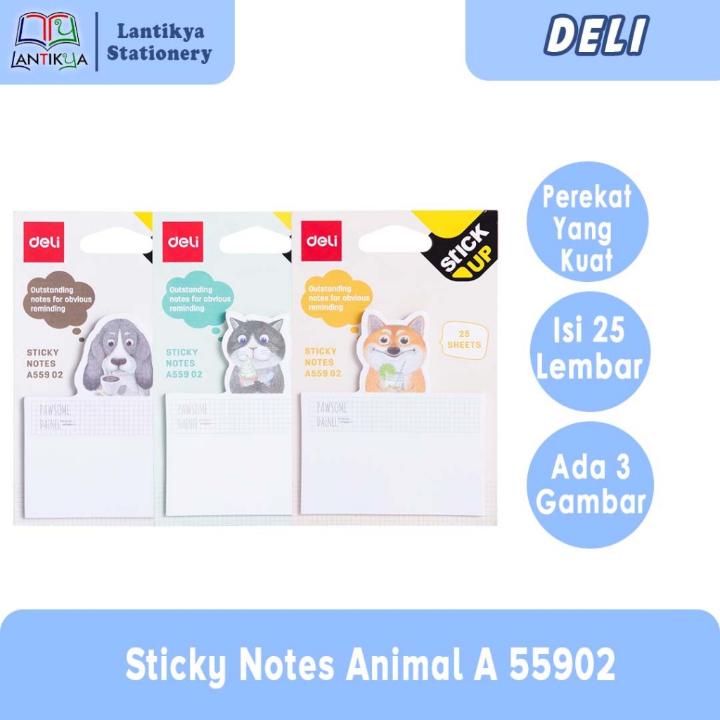 

DELI ANIMAL 2 Sticky Notes 25 lembar 3 pola dengan dudukan kardus A 55902